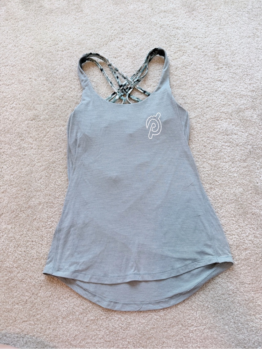 Peloton Lululemon Slay The Studio 2-in-1 Tank Gym Heathered Blue Cast Size 4